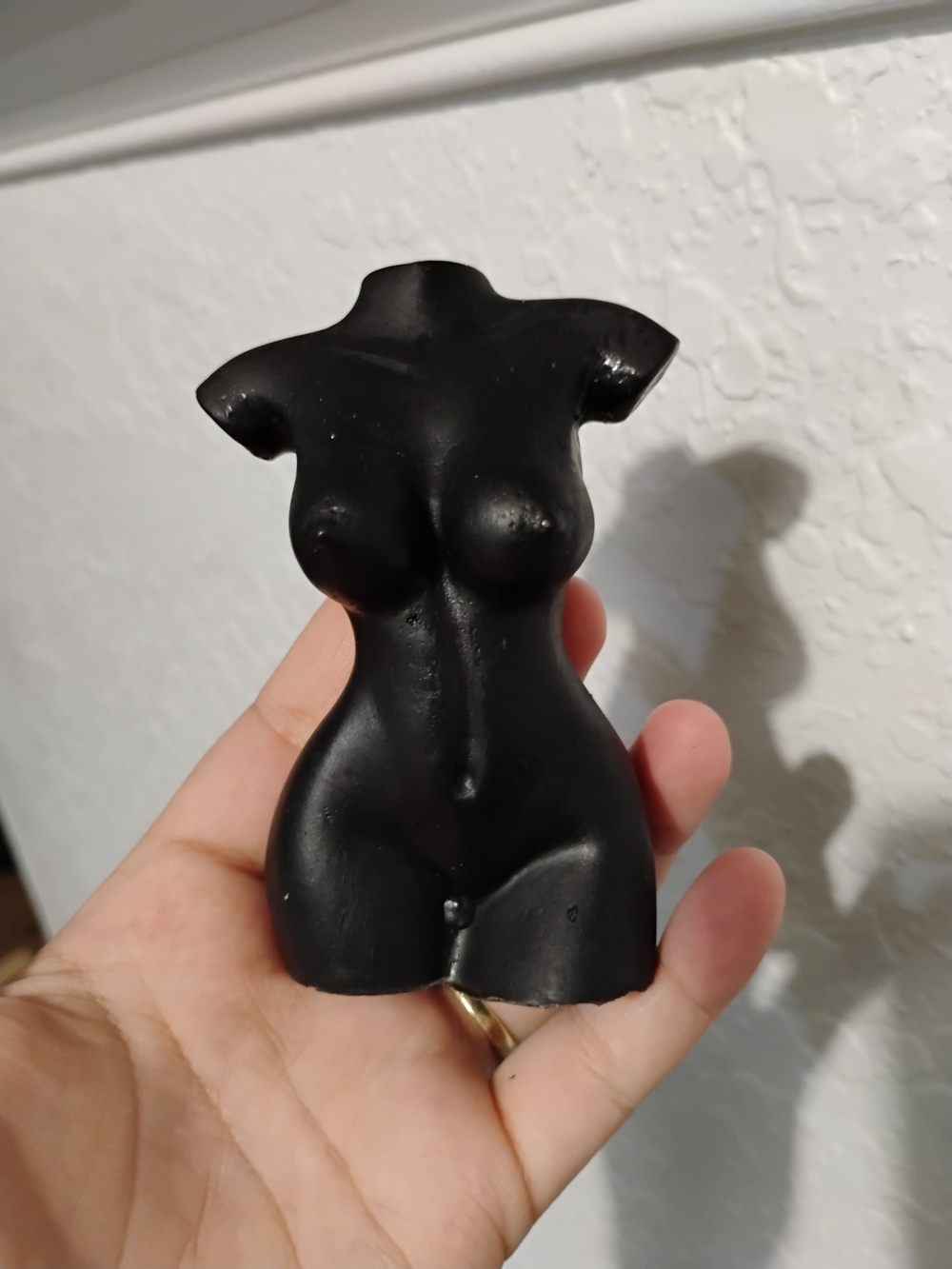 Handmade Black Resin Female Torso Sculpture – Modern Art Decor